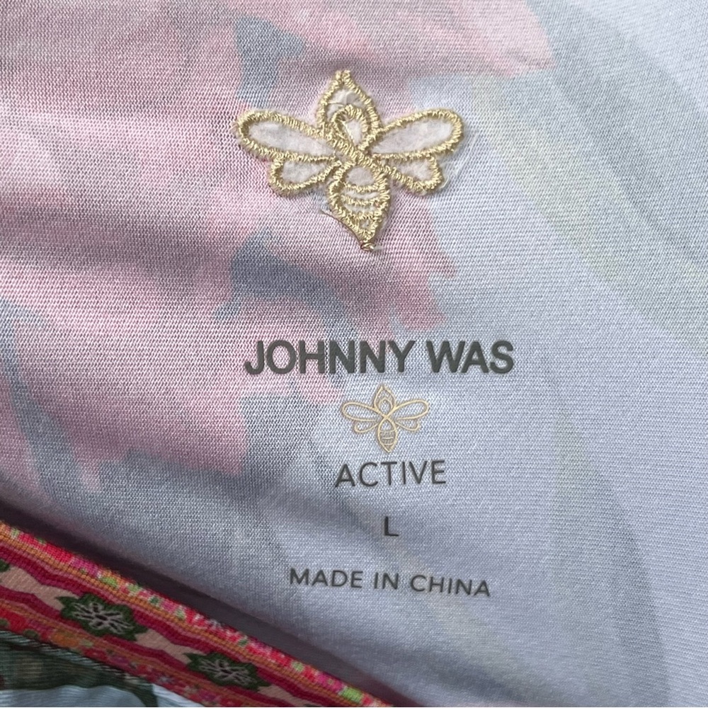 Johnny Was Light Blue Long Sleeve Top with Pink Floral Print - Picture 6 of 6